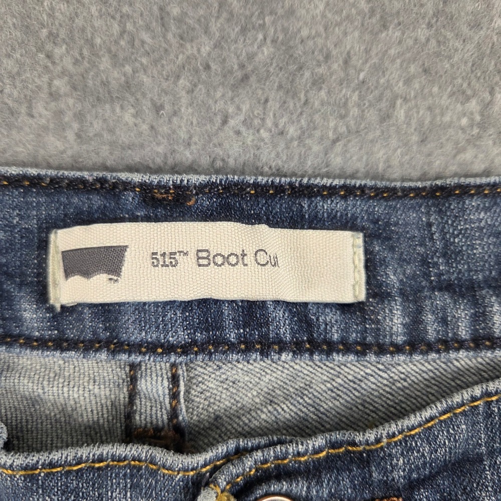 Levis 515 Bootcut Jeans Womens14 S/C Blue Stretch Denim Dark Wash Mid Rise Flare - Picture 10 of 16